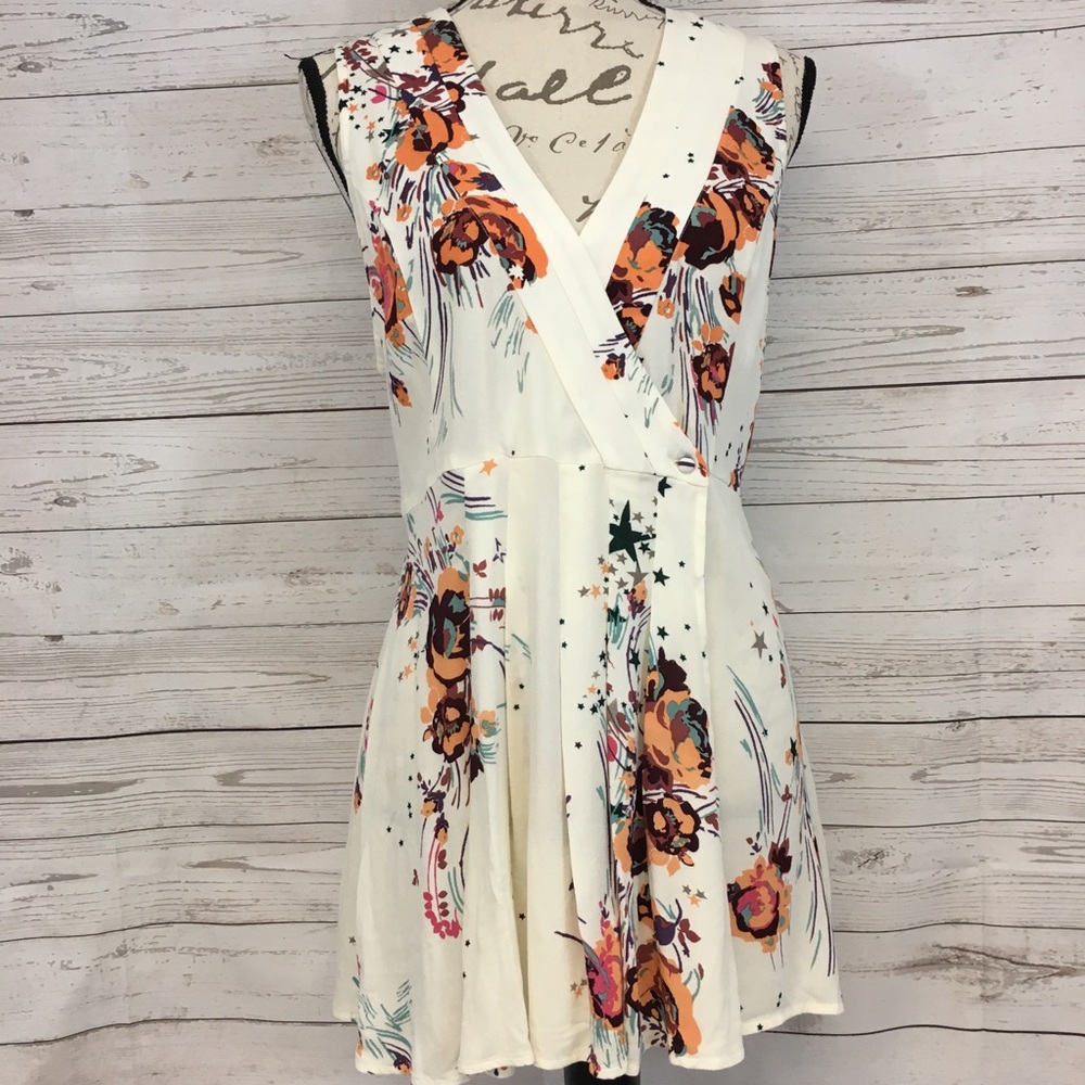 Free People Wrap Dress ivory floral and stars